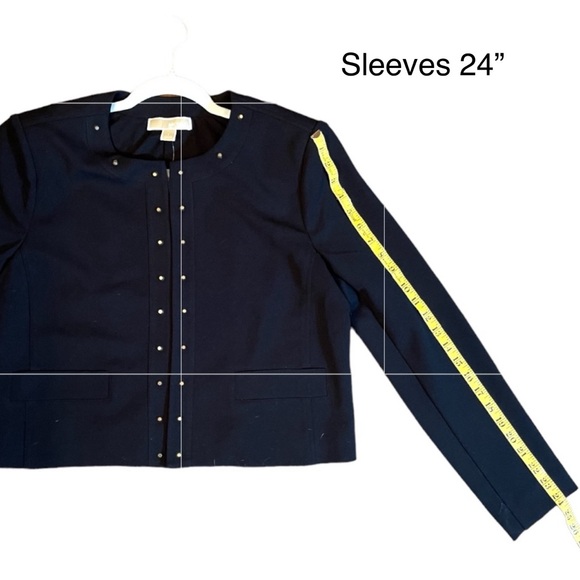 NWT Michael Kors Black Jacket With Gold Stud Detail. Size Large - Picture 8 of 15